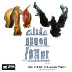 Tarps and Rolls and Damage Markers. 28mm Bolt Action Warlord Games
