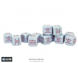 Bolt Action Orders Dice Grey with Red Writing