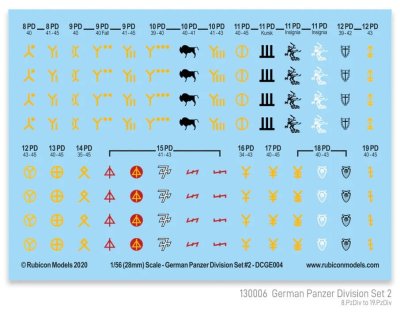 Zoom bild av German Panzer Division Set 2 Decal Sheet 28mm Rubicon Models