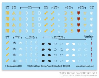 Zoom bild av German Panzer Division Set 3 Decal Sheet 28mm Rubicon Models