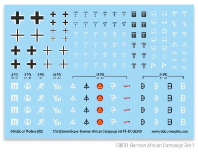 Zoom bild av German African Campaign Set 1 Decal Sheet 28mm Rubicon Models