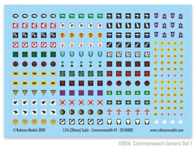 Zoom bild av Commonwealth Generic Set 1 Decal Sheet 28mm Rubicon Models
