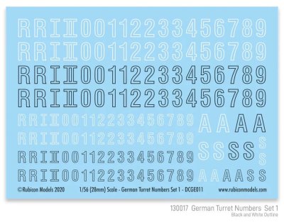 Zoom bild av German Turret Numbers Set 1 Decal Sheet 28mm Rubicon Models