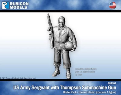 Zoom bild av US Army Sergeant with Thompson SMG 28mm