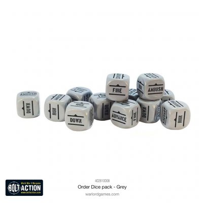 Zoom bild av This set contains 12 grey-coloured order dice. Warlord Games