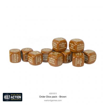 This set contains 12 brown-coloured order dice.