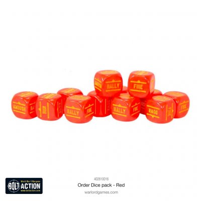 This set contains 12 red-coloured order dice.