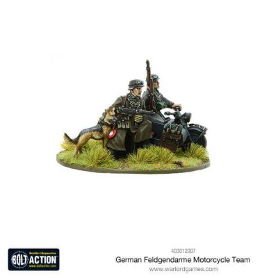 403012007 German Feldgendarme motorcycle team 28mm Bolt Action Warlord Games