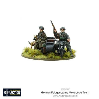 German Feldgendarme motorcycle team 28mm Warlord