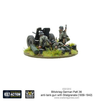 Zoom bild av 403012010 Blitzkrieg German Pak 36 Anti-Tank Gun With Stielgranate