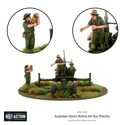 Zoom bild av Australian 40mm Bofors AA gun (Pacific) 28mm Warlord Games