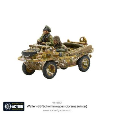 Zoom bild av Waffen-SS Schwimmwagen diorama (winter) 28mm