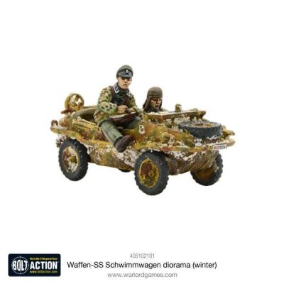Zoom bild av Waffen-SS Schwimmwagen diorama (winter) 28mm
