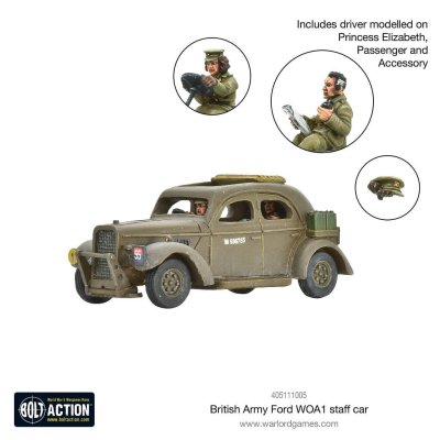 British Army Ford WOA1 staff car includes a driver model based upon Princess Elizabeth