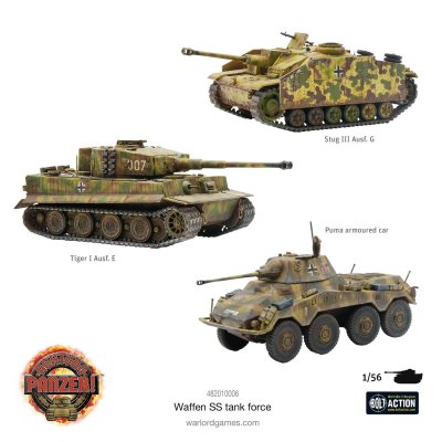 Zoom bild av Waffen-SS StuG III Ausf. G, Tiger I and Puma armoured car Scale 28mm