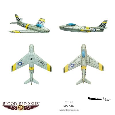 Zoom bild av F86F Sabre aircraft. MiG Alley! Warlord Games