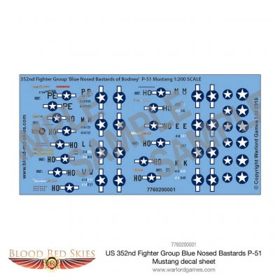 US 352nd Fighter Group 'Blue Nosed Bastards' P-51 Mustang decal sheet