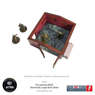 Zoom bild av WW2 Normandy Large Brick Shed Bolt Action officially licensed prepainted terrain. Scale 28mm Micro Art Studio