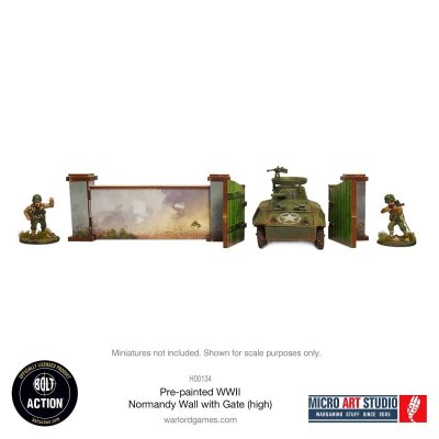 Zoom bild av H00134 WW2 Normandy Wall with Gate (high) 28mm Micro Art Studio