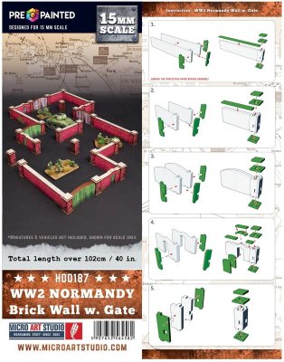 Zoom bild av H00187 WW2 Normandy Brick Wall Scale 15mm Micro Art Studio