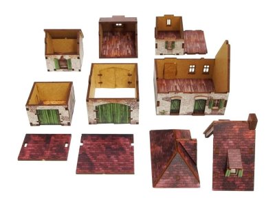 Zoom bild av WW2 Normandy Farmhouse w. Outbuildings prepainted Micro Art Studio
