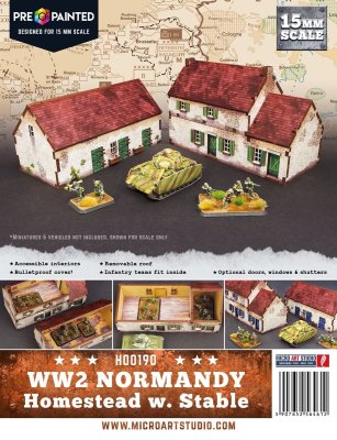 Zoom bild av H00190 WW2 Normandy Homestead w. Stable Scale 15mm Micro Art Studio