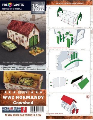 Zoom bild av H00191 WW2 Normandy Cowshed Scale 15mm Micro Art Studio