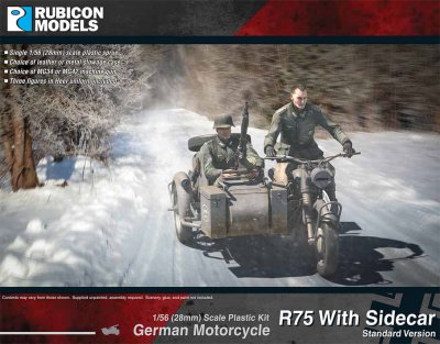 Rubicon Models German Motorcycle R75 with Sidecar - ETO 28mm
