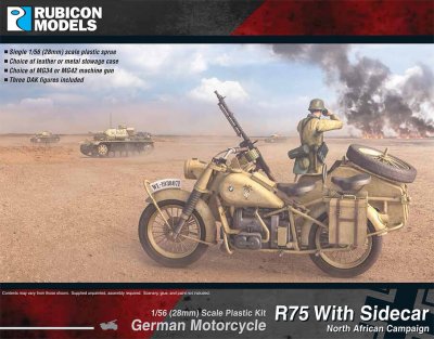 Rubicon Models German Motorcycle R75 with Sidecar - DAK 28mm
