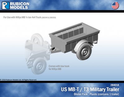 Rubicon Models US Jeep MB-T / T3 Military Trailer 28mm