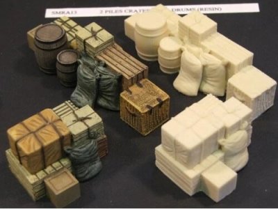 2 Piles Crates Barrels & Sacks