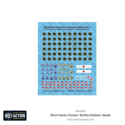 Zoom bild av Warlord Games Bolt Action 92nd Infantry Division Decal Sheet