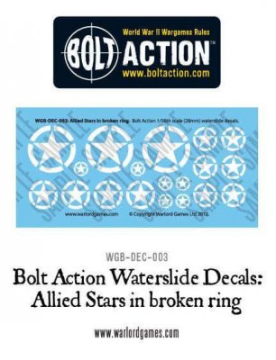 Warlord Games Bolt Action Allied Stars in Broken Ring Decal Sheet