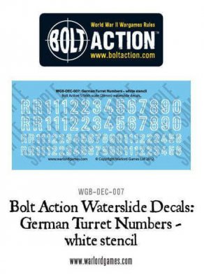 German Turret Numbers - White Stencil Decal Sheet