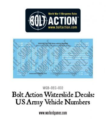 Warlord Games Bolt Action US Vehicle Numbers Decals