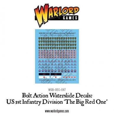 Warlord Games Bolt Action US 1st Infantry Division 'Big Red One' Decal Sheet