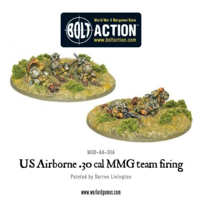 Zoom bild av WGB-AA-30 US Airborne 30 Cal MMG team firing 28mm Bolt Action Warlord Games