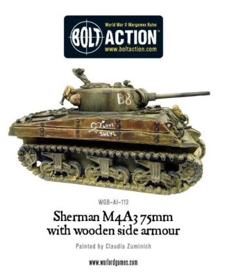 Zoom bild av Sherman M4A3 (75mm) with wooden armour 28mm Bolt Action
