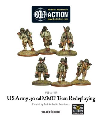 Zoom bild av WGB-AI-34A US Army 30 Cal MMG team redeploying 28mm Bolt Action Warlord Games