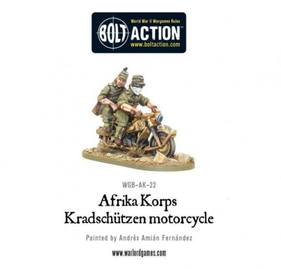 Afrika Korps Kradschutzen motorcycle 28mm