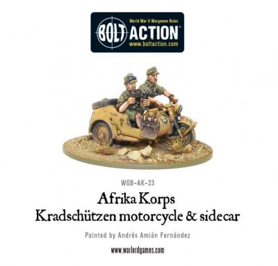 Zoom bild av Afrika Korps Kradschutzen motorcycle and sidecar 28mm