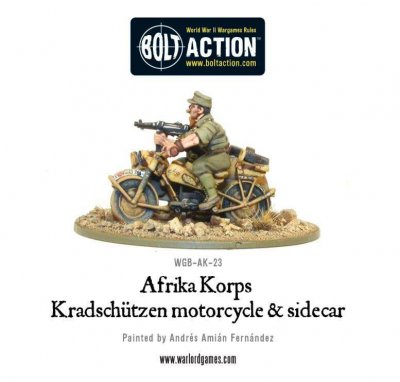 Zoom bild av wgb-ak-23 Afrika Korps Kradschutzen motorcycle and sidecar