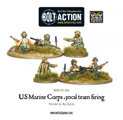 USMC 30 Cal MMG team firing 28mm Bolt Action Warlord Games