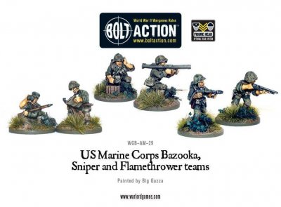 USMC Bazooka, Sniper and Flamethrower teams 28mm Bolt Action Warlord Games