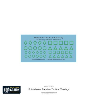 Zoom bild av WGB-DEC-081 British Motor Battalion Tactical Markings 28mm Bolt Action Warlord Games