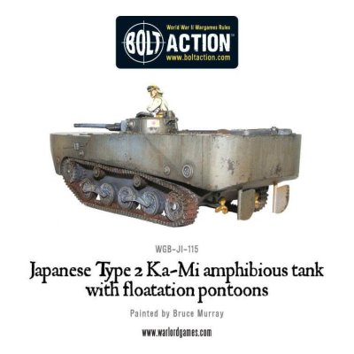 Zoom bild av Japanese Type 2 Ka-Mi amphibious tank with floatation pontoons 28mm Bolt Action