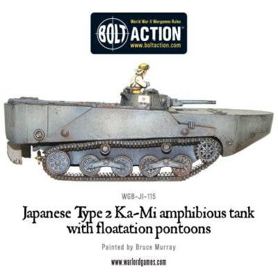 Zoom bild av Japanese Type 2 Ka-Mi amphibious tank with floatation pontoons 28mm