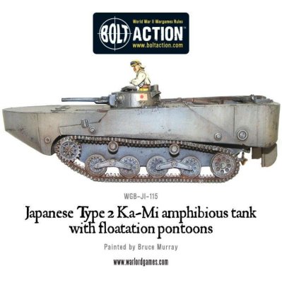 Zoom bild av Japanese Type 2 Ka-Mi amphibious tank with floatation pontoons Bolt Action