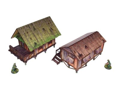 Zoom bild av WW2 Pacific Jungle Huts 28mm Bolt Action