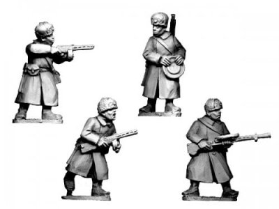 Russian Infantry SMGs & LMGs in Fur Hats Crusader Miniatures 28mm
